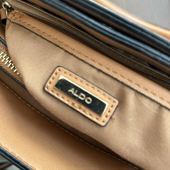 ALDO Camel Structured Tote Satchel with Gold Hardware & Crossbody Strap – OS - Picture 11 of 11